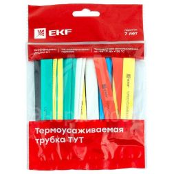 Набор трубок термоусадочных ТУТ нг тонкостен. 12/6 (7 цветов по 3шт 100мм) EKF tut-n-12