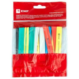 Набор трубок термоусадочных ТУТ нг тонкостен. 12/6 (7 цветов по 3шт 100мм) EKF tut-n-12