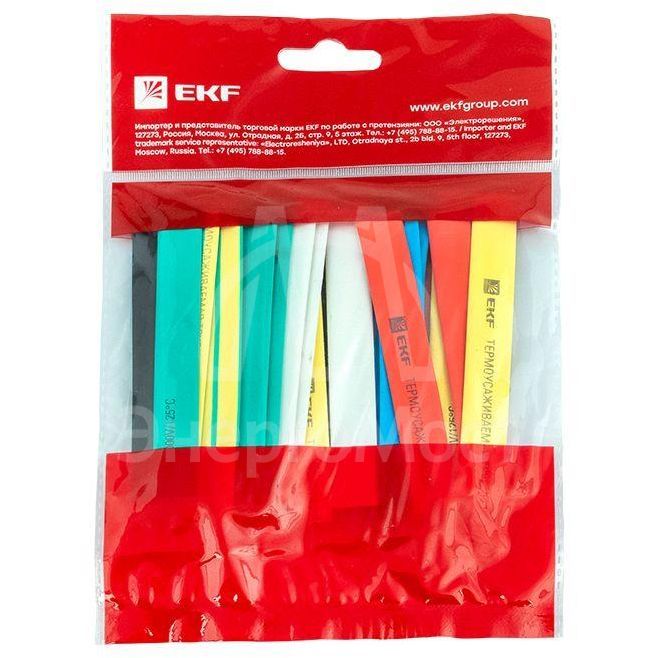 Набор трубок термоусадочных ТУТ нг тонкостен. 12/6 (7 цветов по 3шт 100мм) EKF tut-n-12