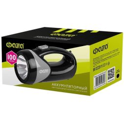 Фонарь аккумуляторный универсальный AccuF8-L1W/L12-bk 1Вт 100лм + боков. панель 12х0.5Вт 110лм аккум. 0.9А.ч ЗУ: 220В/12В IP20 черн. ФАZА 5008908