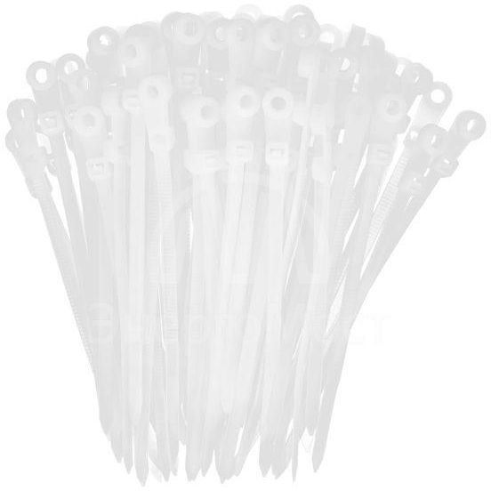 Хомут кабельный 3.5х100 нейл. бел. с отвер. для креп. ХОК (уп.100шт) IEK UHH40-4-100-100