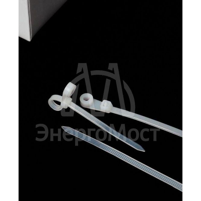 Хомут кабельный 3.5х100 нейл. бел. с отвер. для креп. ХОК (уп.100шт) IEK UHH40-4-100-100