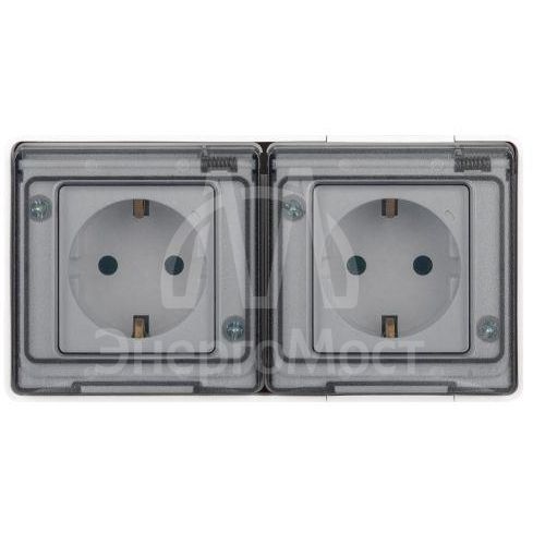 Розетка Эксперт 11-2503-01 2х2P+E гориз. IP55 16А-250В ОУ бел. Эра Б0063264