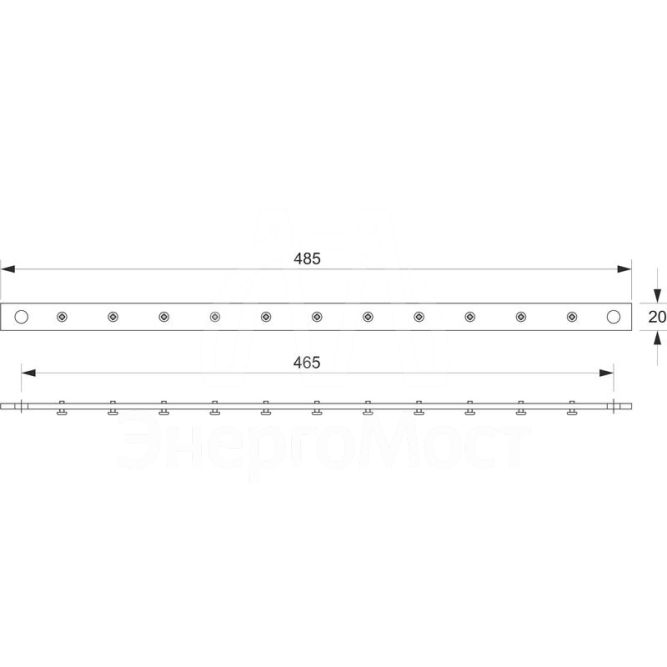 Шина заземления медная CGB-1U-19 (покрытие никелем) 19дюйма в комплекте винты шайбы Cabeus 7113c