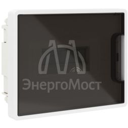 Щиток встраиваемый 8мод. IP41 с тонированной дверцей с 2 шинами PEN на 6 и 8 отверст. бел. DKC F08B1WD