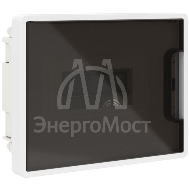Щиток встраиваемый 8мод. IP41 с тонированной дверцей с 2 шинами PEN на 6 и 8 отверст. бел. DKC F08B1WD