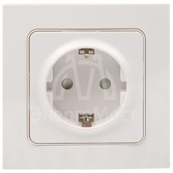 Розетка 1-м СП Стокгольм 16А IP20 с заземл. защ. шторки бел. PROxima EKF EXR16-028-10