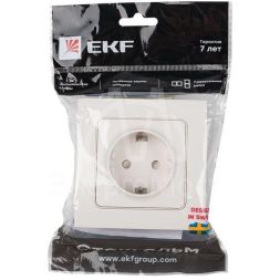 Розетка 1-м СП Стокгольм 16А IP20 с заземл. защ. шторки бел. PROxima EKF EXR16-028-10