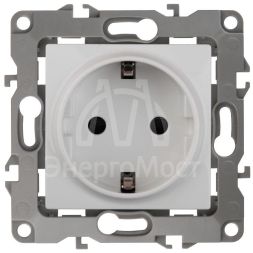 Розетка 1-м СП Эра12 12-2011-01 16А IP20 16AX 250В 2P+E Schuko без монтаж. лапок винт бел. Эра Б0029234