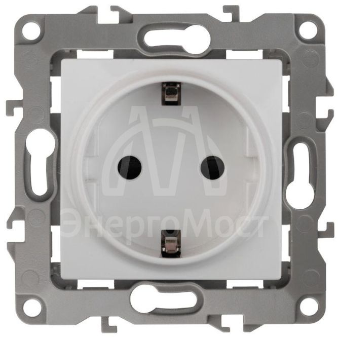 Розетка 1-м СП Эра12 12-2011-01 16А IP20 16AX 250В 2P+E Schuko без монтаж. лапок винт бел. Эра Б0029234