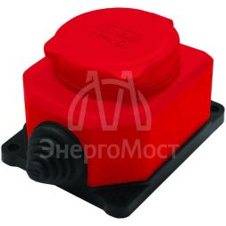 Розетка настенная 1-м 1ф &amp;quot;КОМПАКТ&amp;quot; с загл IP44 16А каучук красный UNIVersal 3075