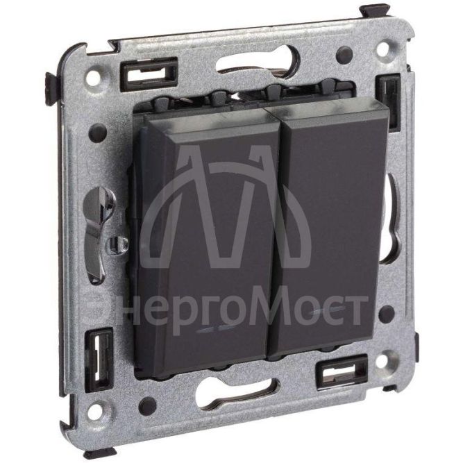 Выключатель 2-кл. СП Avanti &amp;quot;Черный матовый&amp;quot; DKC 4412104