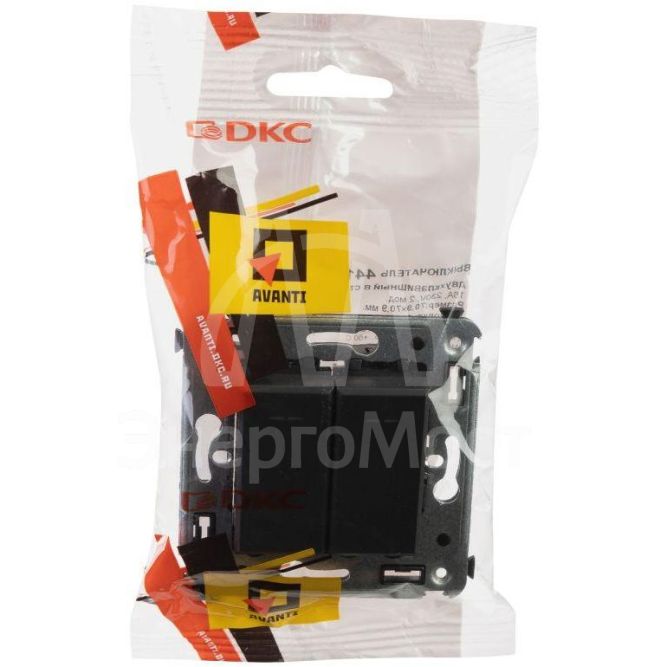 Выключатель 2-кл. СП Avanti &amp;quot;Черный матовый&amp;quot; DKC 4412104