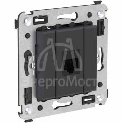 Розетка компьютерная 1-м СП Avanti &amp;quot;Черный матовый&amp;quot; RJ45 кат.6 без шторок механизм DKC 4412693