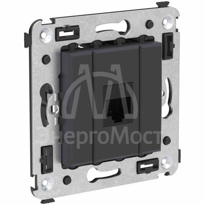 Розетка компьютерная 1-м СП Avanti &amp;quot;Черный матовый&amp;quot; RJ45 кат.6 без шторок механизм DKC 4412693