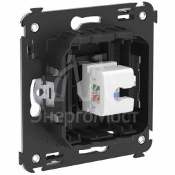 Розетка компьютерная 1-м СП Avanti &amp;quot;Черный матовый&amp;quot; RJ45 кат.6 без шторок механизм DKC 4412693