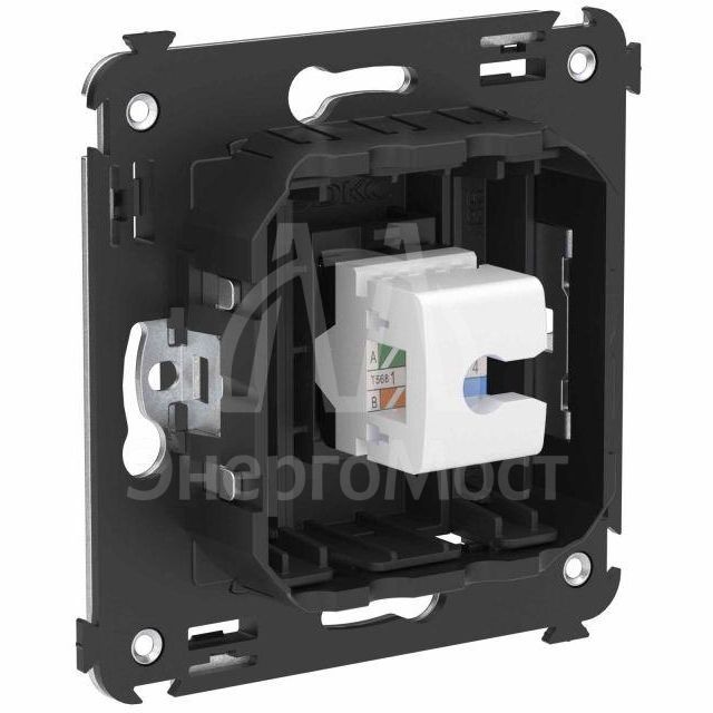 Розетка компьютерная 1-м СП Avanti &amp;quot;Черный матовый&amp;quot; RJ45 кат.6 без шторок механизм DKC 4412693