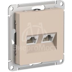 Розетка компьютерная 2-м AtlasDesign RJ45+RJ45 кат.5E механизм песочн. SE ATN001285
