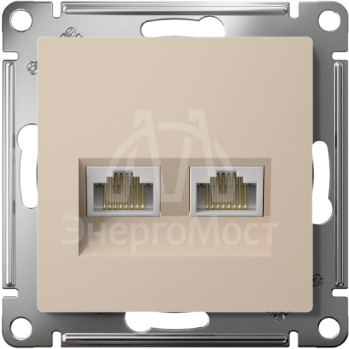 Розетка компьютерная 2-м AtlasDesign RJ45+RJ45 кат.5E механизм песочн. SE ATN001285