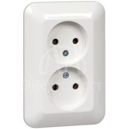 Розетка 2-м СП Прима 16А IP20 без заземл. без защ. шторок (опт. упак.) бел. SchE RS16-211-B