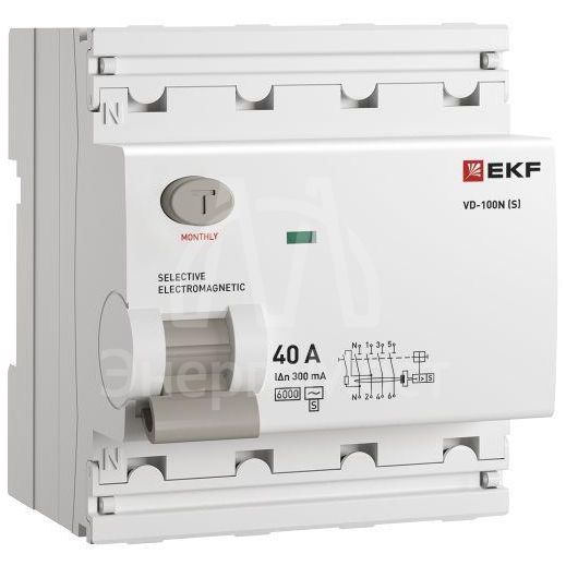 Выключатель дифференциального тока 4п 40А 300мА тип AC 6кА ВД-100N (S) электромех. PROxima EKF E1046MS40300