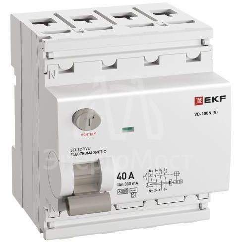 Выключатель дифференциального тока 4п 40А 300мА тип AC 6кА ВД-100N (S) электромех. PROxima EKF E1046MS40300