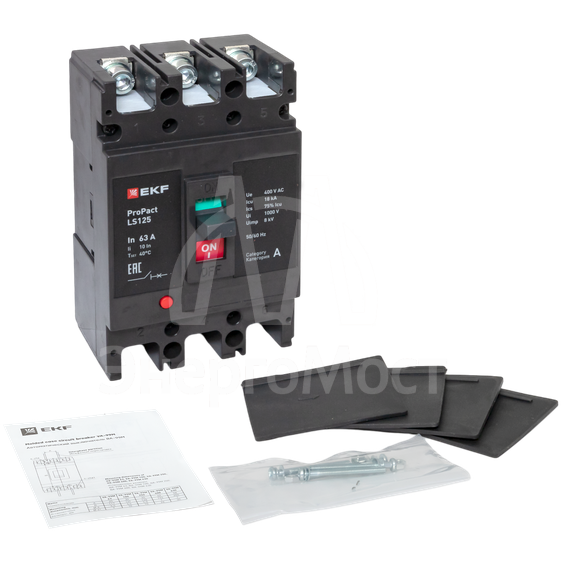 Выключатель автоматический 3п 63А 18кА LS125 ProPact EKF mccb-125-18-3-63-ls