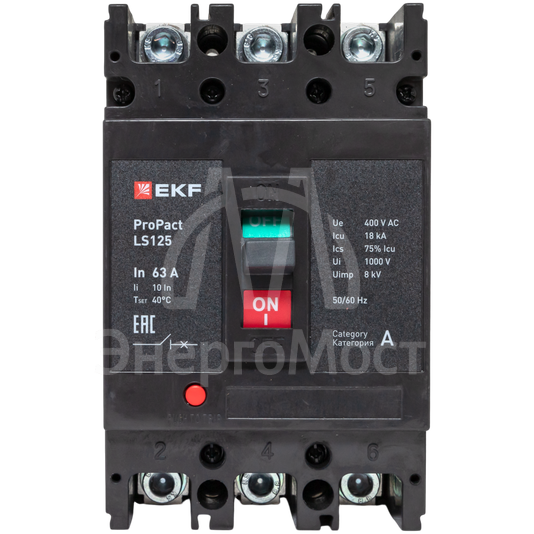 Выключатель автоматический 3п 63А 18кА LS125 ProPact EKF mccb-125-18-3-63-ls
