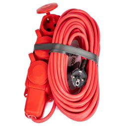 Удлинитель на каучуковой колодке 3х10м 16А IP44 250В 4кВт каучук КГ 3х2.5 красн. УХз16 Россия КОСМОС YKsm10m-3g(16A)KG-R