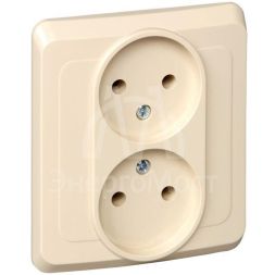 Розетка 2-м СП Этюд 16А IP20 без заземл. крем. SchE PC16-005K