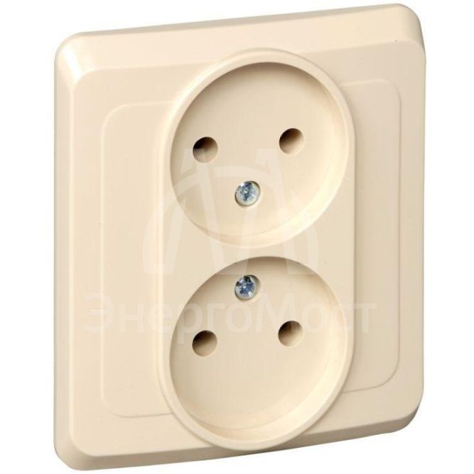 Розетка 2-м СП Этюд 16А IP20 без заземл. крем. SchE PC16-005K
