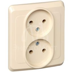 Розетка 2-м СП Этюд 16А IP20 без заземл. крем. SchE PC16-005K
