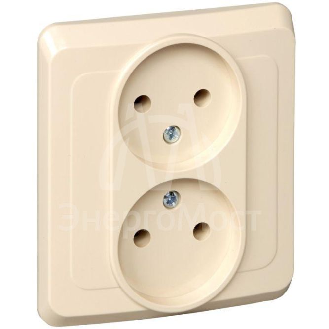 Розетка 2-м СП Этюд 16А IP20 без заземл. крем. SchE PC16-005K