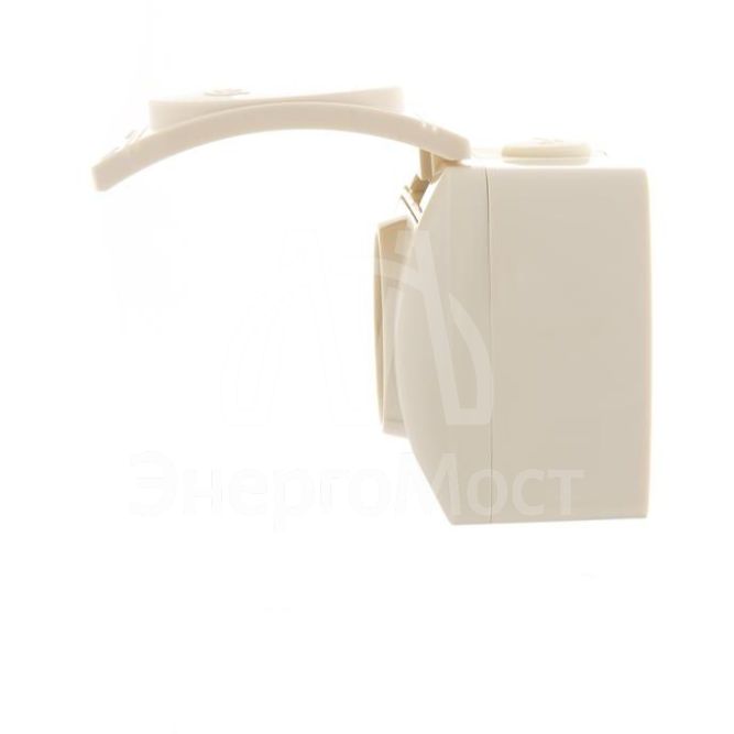 Розетка 1-м ОП Ната с защ. крышкой керам. с заземл. крем. LEZARD 710-0300-123