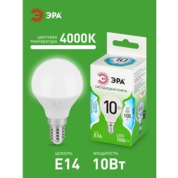 Лампа светодиодная GREEN LINE P45-10W-840-E14 GL 10Вт шар 4000К яркий свет бел. E14 Эра Б0067021