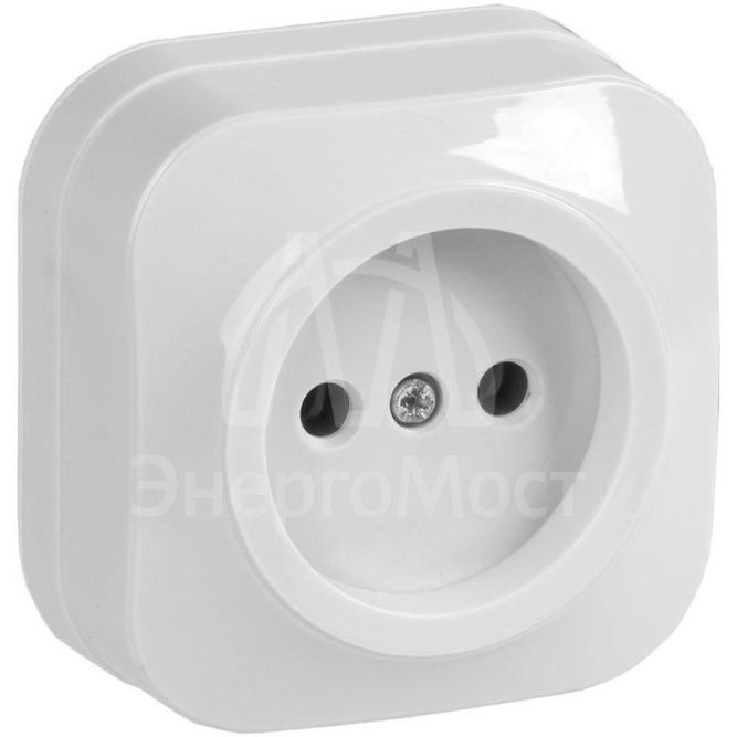 Розетка 1-м ОП GLORY РС20-2-ХБ 10А без заземл. бел. IEK ERH10-K01-10