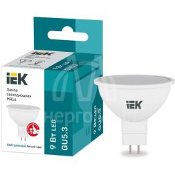Лампа светодиодная MR16 софит 9Вт 230В 4000К GU5.3 IEK LLE-MR16-9-230-40-GU5
