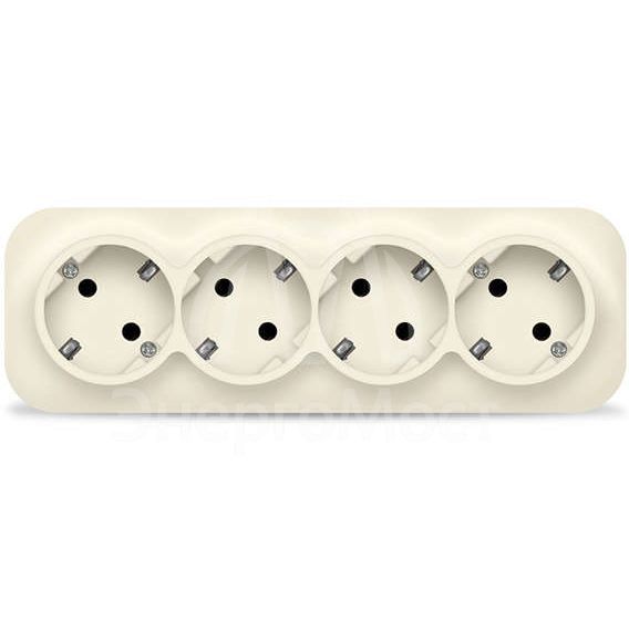 Розетка 4-м ОП 16А IP20 с заземл. сл. кость IONICH 1452