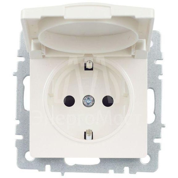 Розетка BRITE РСбш10-3-БрЖ 16А IP20 с заземл. защ. шторки с крышкой жемчуж. IEK BR-R16-16-K36