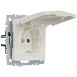Розетка BRITE РСбш10-3-БрЖ 16А IP20 с заземл. защ. шторки с крышкой жемчуж. IEK BR-R16-16-K36