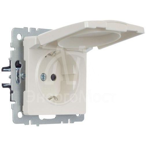 Розетка BRITE РСбш10-3-БрЖ 16А IP20 с заземл. защ. шторки с крышкой жемчуж. IEK BR-R16-16-K36