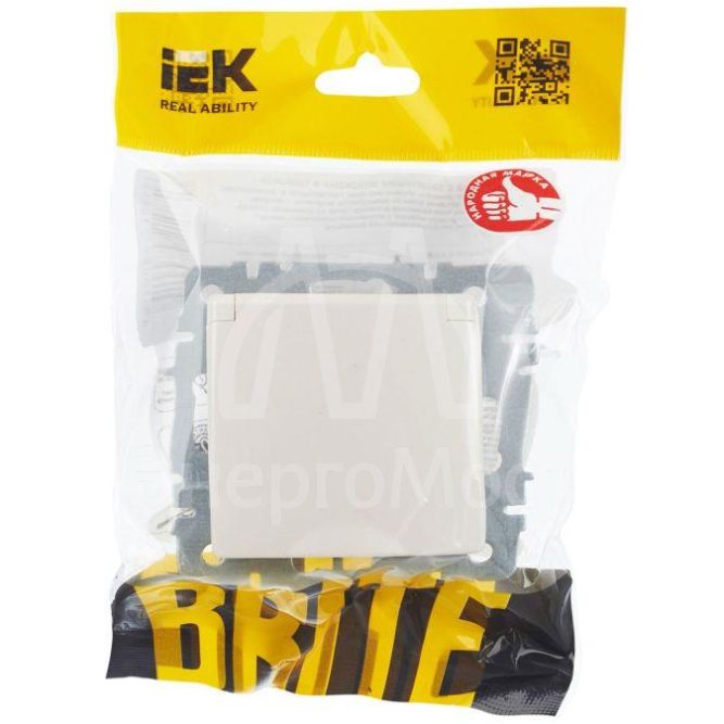 Розетка BRITE РСбш10-3-БрЖ 16А IP20 с заземл. защ. шторки с крышкой жемчуж. IEK BR-R16-16-K36