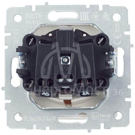 Розетка BRITE РСбш10-3-БрЖ 16А IP20 с заземл. защ. шторки с крышкой жемчуж. IEK BR-R16-16-K36