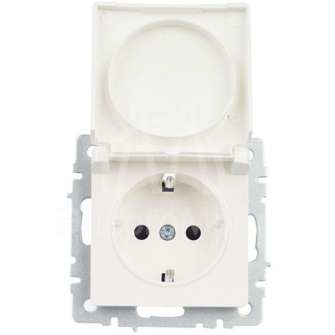 Розетка BRITE РСбш10-3-БрЖ 16А IP20 с заземл. защ. шторки с крышкой жемчуж. IEK BR-R16-16-K36