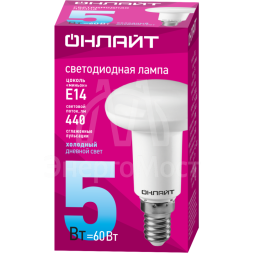 Лампа светодиодная 61 142 OLL-R50-5-230-6.5K-E14 5Вт ОНЛАЙТ 61142
