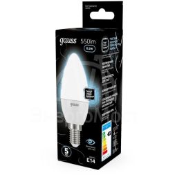 Лампа светодиодная Black 6.5Вт свеча 4100К бел. E14 550лм 150-265В Gauss 103101207