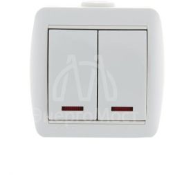 Выключатель 2-кл. ОП Ната 10А IP20 с подсветкой бел. LEZARD 710-0200-112