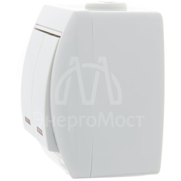 Выключатель 2-кл. ОП Ната 10А IP20 с подсветкой бел. LEZARD 710-0200-112