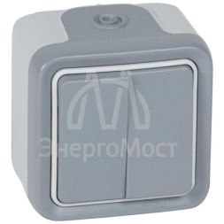 Переключатель на 2 направления 2-кл. ОП Plexo 10А IP55 250В 10AX сер. Leg 069715