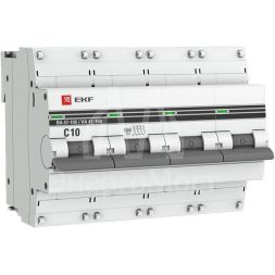 Выключатель автоматический модульный 4п C 10А 10кА ВА 47-100 PROxima EKF mcb47100-4-10C-pro
